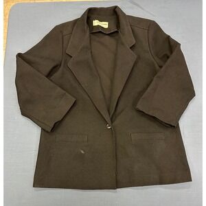 Alfred Dunner Women's Black Blazer Jacket Single Button Made in USA Size 10